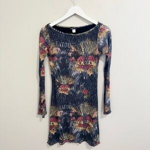 Soho Y2K Mesh Tattoo Heart Dress